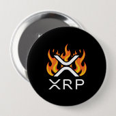 Badge Rond 10 Cm Cryptomonnaie XRP Crypto Orange Flames Flammes Fla (Devant & derrière)