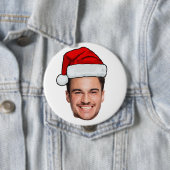 Badge Rond 10 Cm Custom Face Photo Santa Hat Christmas (En situation)