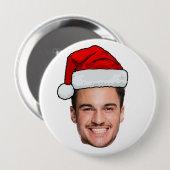 Badge Rond 10 Cm Custom Face Photo Santa Hat Christmas (Devant & derrière)