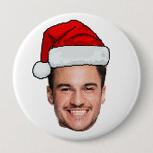 Badge Rond 10 Cm Custom Face Photo Santa Hat Christmas (Devant)
