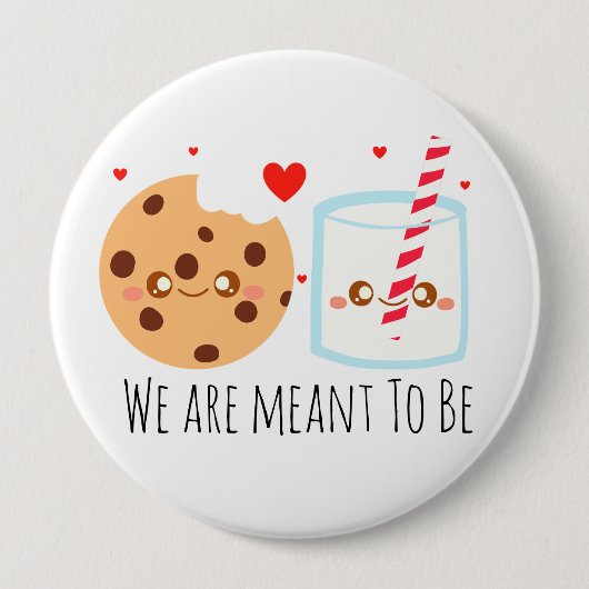 Badge Rond 10 Cm Cute Chocolat Chip Cookie Et Verre De Lait (Devant)
