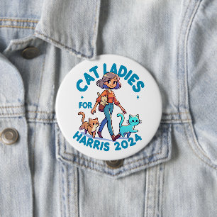 Badge Rond 10 Cm Cute Drôle Fille Enfant Chat Lady Kamala Harris