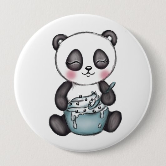 Badge Rond 10 Cm Cute Panda (Devant)