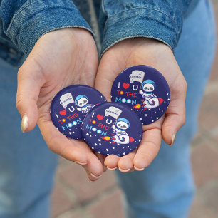 Badge Rond 10 Cm Cute Panda Bear Sur Rocket Ship Kids Personnalisé