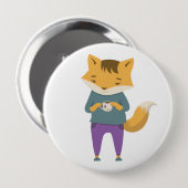 Badge Rond 10 Cm Cute renard avec tasse de thé (Devant & derrière)
