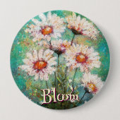 Badge Rond 10 Cm Daisies Impressionistic Floral Teal Personalized (Devant)