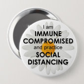 Badge Rond 10 Cm Daisy Immune Compromised 4" Button (Devant & derrière)
