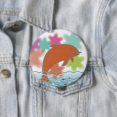 Badge Rond 10 Cm Dauphin sur le ciel étoilé (En situation)