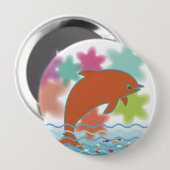 Badge Rond 10 Cm Dauphin sur le ciel étoilé (Devant & derrière)