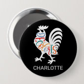 Badge Rond 10 Cm DeColores Cursillo Rooster Blanc Silhouette (Devant & derrière)