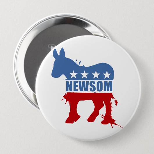 Badge Rond 10 Cm Démocrate pour Newsom (Devant & derrière)