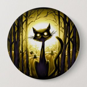 Badge Rond 10 Cm Derpy peu de chat de Halloween dans une correction