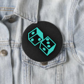 Badge Rond 10 Cm Dés Casino Turquoise, Blue Green (En situation)