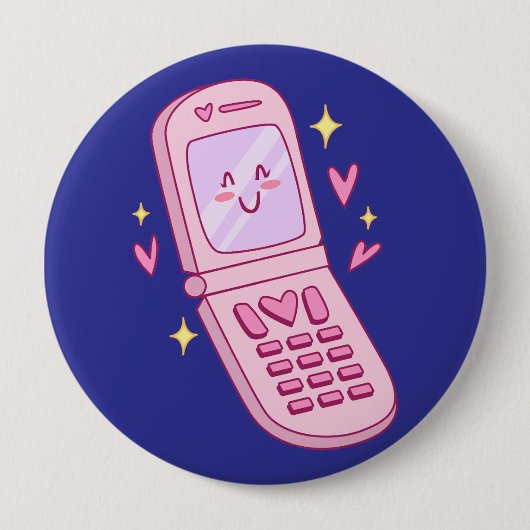 Badge Rond 10 Cm Dessin téléphonique mignon (Devant)