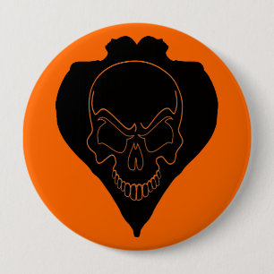Badge Rond 10 Cm Deux Filles Et Crâne