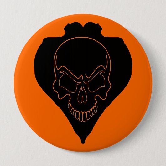 Badge Rond 10 Cm Deux Filles Et Crâne (Devant)