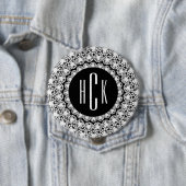 Badge Rond 10 Cm Diamants noir et blanc monogrammes Imprimer (En situation)