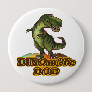 Badge Rond 10 Cm Dinomite Papa