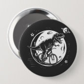 Badge Rond 10 Cm Dinosaure moderne sur un vélo dans le ciel avec la (Devant & derrière)