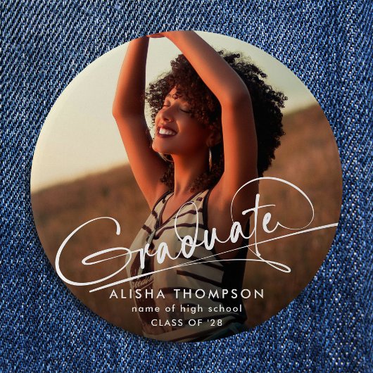 Badge Rond 10 Cm Diplôme de la photographie de script moderne