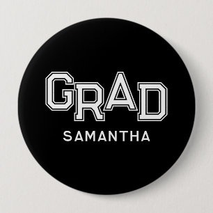 Badge Rond 10 Cm Diplômé du lycée noir personnalisé Nom remise des