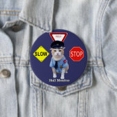 Badge Rond 10 Cm Dirigeant de chat/moniteur drôles de Hall (En situation)