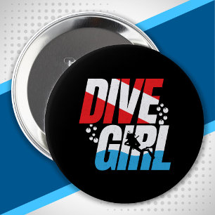 Badge Rond 10 Cm Diver de plongée cadeau pour les femmes, Dive Girl