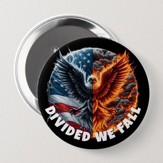 Badge Rond 10 Cm Divisé Nous tombons en brûlant Drapeau et Aigle (Devant & derrière)
