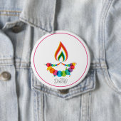 Badge Rond 10 Cm Diwali, flamme sacrée (En situation)