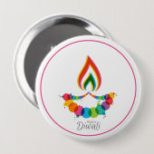 Badge Rond 10 Cm Diwali, flamme sacrée (Devant & derrière)