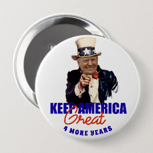 BADGE ROND 10 CM DONALD TRUMP 2020 GARDER L'AMÉRIQUE GRAND
