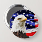 Badge Rond 10 Cm Drapeau américain avec aigle chauve (Devant & derrière)