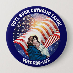 Badge Rond 10 Cm Drapeau américain béni de Jésus de bébé de Vi