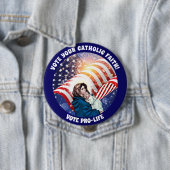 Badge Rond 10 Cm Drapeau américain béni de Jésus de bébé de Vierge (En situation)