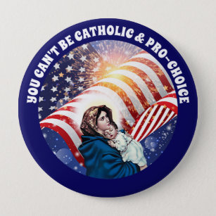Badge Rond 10 Cm Drapeau américain de la bienheureuse Vierge Marie 