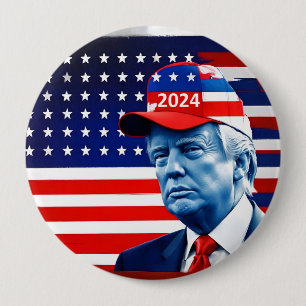 Badge Rond 10 Cm Drapeau américain Donald Trump 2024
