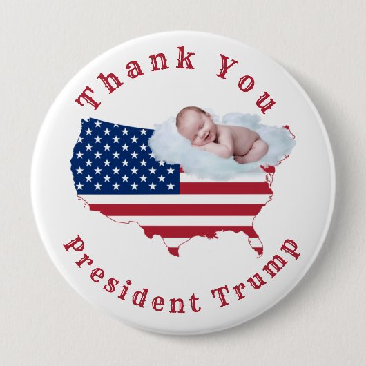 Badge Rond 10 Cm Drapeau américain pour bébé en vie USA (Devant)