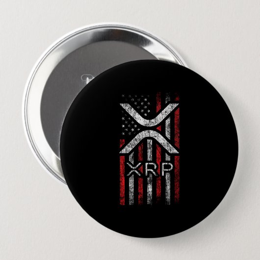 Badge Rond 10 Cm Drapeau américain - XRP Crypto Devise Cryptomonnai (Devant & derrière)