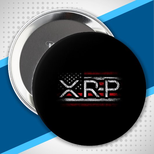 Badge Rond 10 Cm Drapeau américain XRP Crypto Devise Cryptomonnaie
