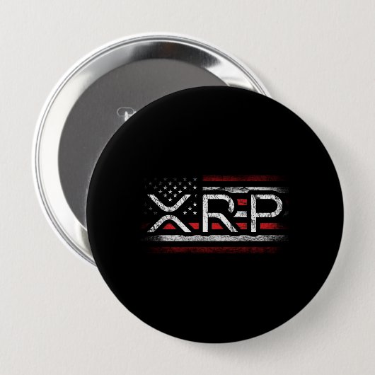 Badge Rond 10 Cm Drapeau américain XRP Crypto Devise Cryptomonnaie (Devant & derrière)