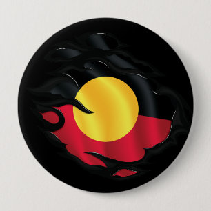 Badge Rond 10 Cm Drapeau arraché autochtone