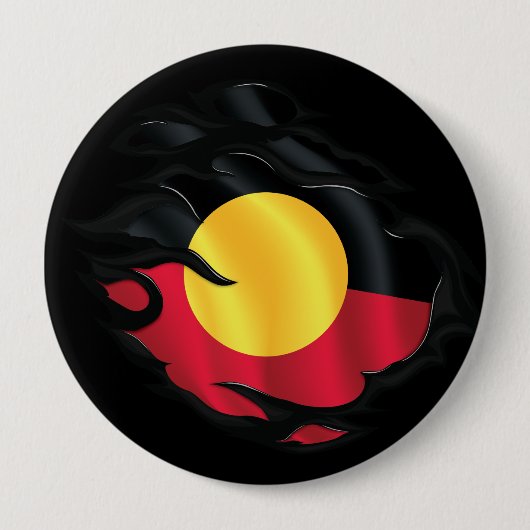 Badge Rond 10 Cm Drapeau arraché autochtone (Devant)