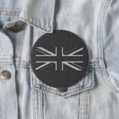Badge Rond 10 Cm Drapeau BRITANNIQUE Union Jack de fibre noire et (En situation)