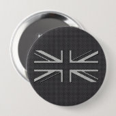 Badge Rond 10 Cm Drapeau BRITANNIQUE Union Jack de fibre noire et (Devant & derrière)