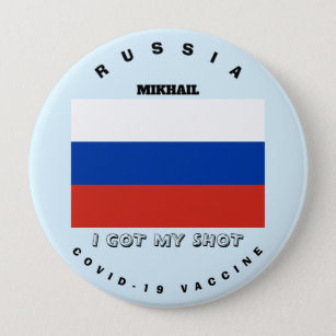 Badge Rond 10 Cm Drapeau Covid-19 Vaccine & Russie