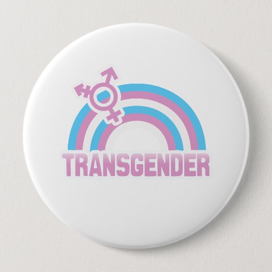 BADGE ROND 10 CM DRAPEAU D'ARC-EN-CIEL DE TRANSSEXUEL (Devant)
