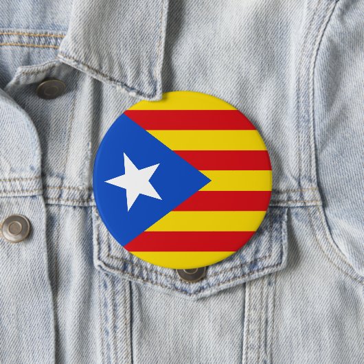 Badge Rond 10 Cm Drapeau de Catalogne (En situation)
