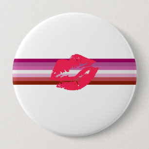 Badge Rond 10 Cm Drapeau de fierté lesbienne au rouge à lèvres