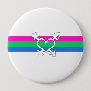 Badge Rond 10 Cm Drapeau de fierté polysexuelle