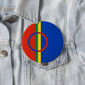 Badge Rond 10 Cm Drapeau de la Laponie (Noël) (Sami) (Laplander) (En situation)